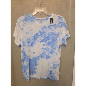 Express Blue White Tie Dye Super Soft Short Sleeve Tee Shirt S NEW Lightweight
